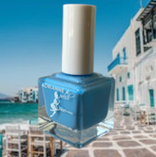 Load image into Gallery viewer, Mykonos – Aqua Blue Non Gel Nail Polish | Vegan, 10-Free, Fast-Drying | ADRIANNE K, .51 fl oz
