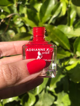 Load image into Gallery viewer, your hotness! adrianne k true red nail polish. quick dry. high shine. gel effect, vegan, .51 fl oz