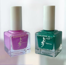 Load image into Gallery viewer, ADRIANNE K Spring Nail Polish Colors, Lili &amp; Tiara. Clean Beauty Gift Set. Vegan. Long Lasting, Glossy Finish. Pink and Green