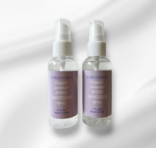 Organic Hand Sanitizer, Deodorant. Non-drying. 2 Pack. Vegan and Cruelty Free. Travel Size, 2 Fl Oz Spray Bottles