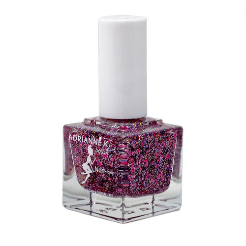 PINK PARTY! ADRIANNE K PINK GLITTER NAIL POLISH. NONTOXIC. KID-SAFE. VEGAN, .51 FL OZ