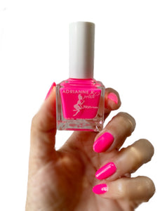 ADRIANNE K Neon Pink Nail Polish, Miami Pink. Gel Effect, Fast Drying and Nontoxic.