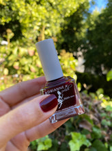 Load image into Gallery viewer, adrianne k 10 free glossy red wine nail polish, giselle! .51 fl oz. vegan. cruelty free. gel effect