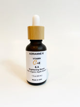 Load image into Gallery viewer, adrianne k skin brightening vitamin c face serum, anti-aging antioxidants, c, e, &amp; a. vegan. cruelty free., 1 fl oz( 30 ml)