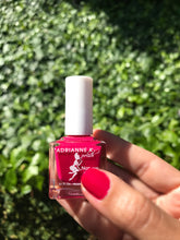 Load image into Gallery viewer, passion! raspberry red gel effect nail polish by adrianne k .51 fl. oz., vegan. long lasting. glossy finish